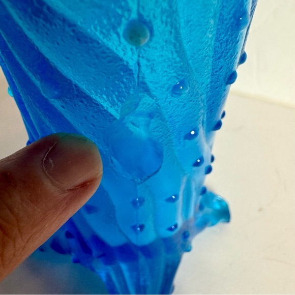 Vintage Northwood Blue Town Pump Tree Trunk Creamer glass with handle. - Picture 13 of 14